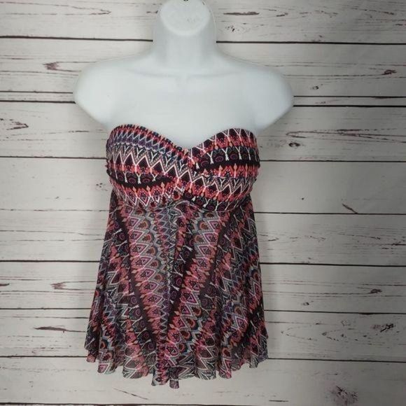 Kona Sol Tribal Aztec Small Strapless Tankini Swimsuit wear Bathing suit - Picture 2 of 10
